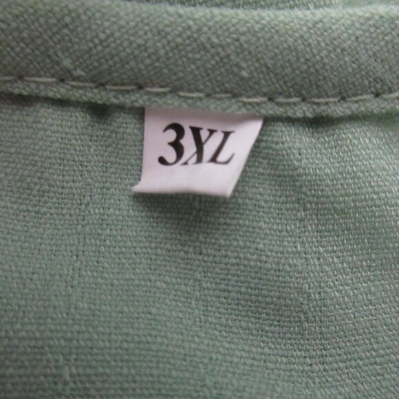 Shein Womens Dress Size 3XL Green Ruffle Tiered 3/4 Flutter Sleeve V-Neck Flowy - Picture 3 of 5